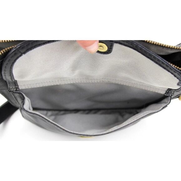 FOSSIL BLACK GENUINE LEATHER MEDIUM ZIP TOP HOBO TOTE SHOULDER BAG HANDBAG PURSE - Picture 11 of 15